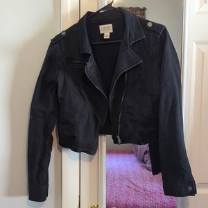 Cropped Black Denim Jacket